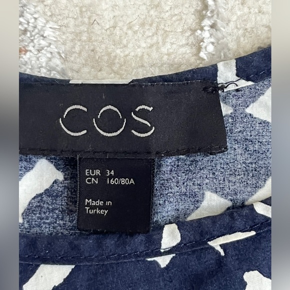 COS A-line Dress Lagenlook Geometric Print front pockets 100% Cotton sz XS - Picture 5 of 12